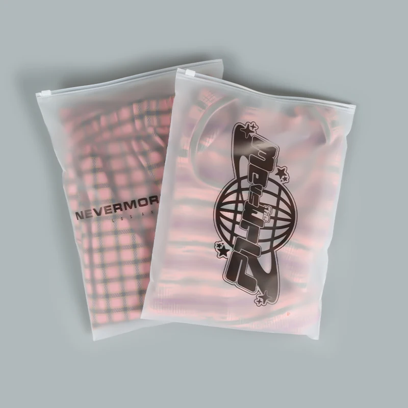 Custom Plastic T Shirt Bags Clothes Frosted Biodegradable Zip Lock Self