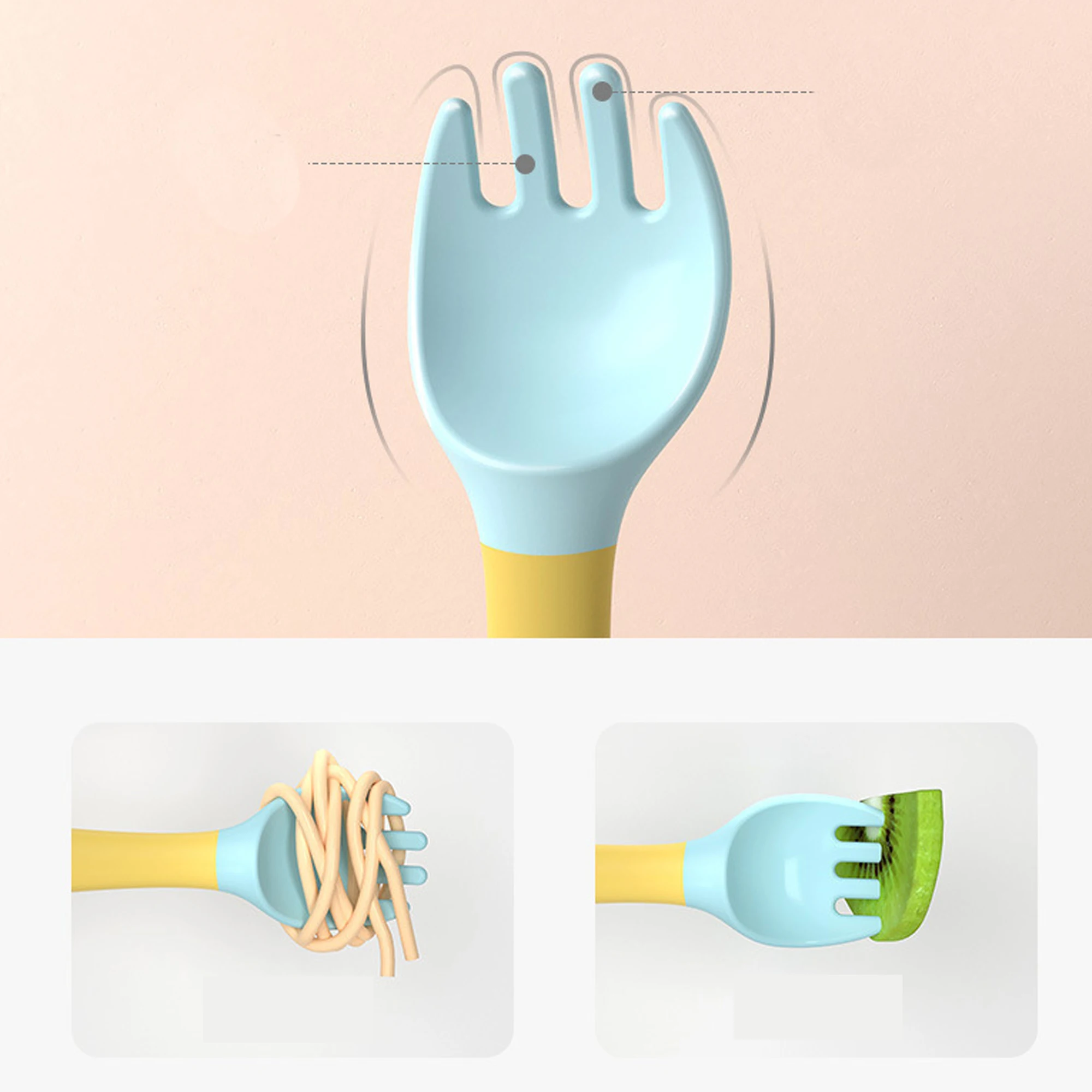 Baby Soft Silicone Spoon Utensils Set Auxiliary Food Toddler Learn To Eat  Training Bendable Soft Fork Infant Children Tableware