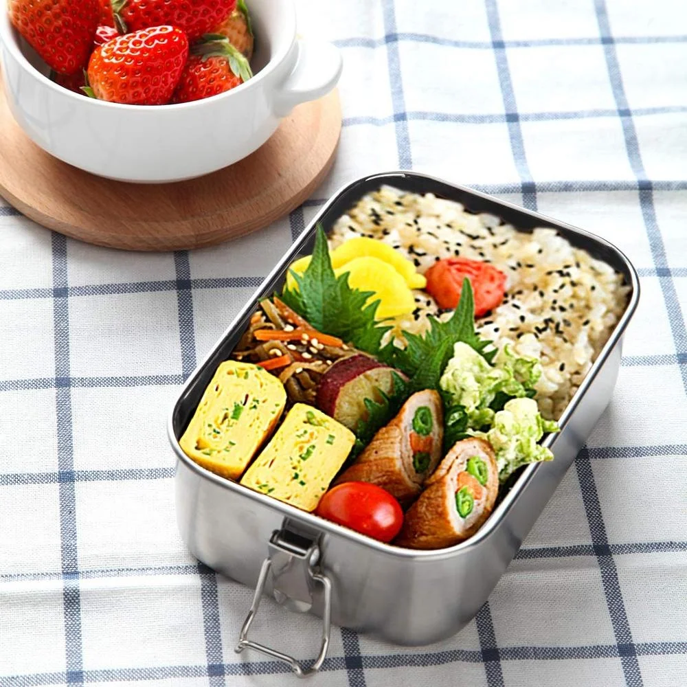 LeakProof Food Container Bento Removable Silicone Seal and Lock Clips  800ml 1200ml 1400ml Stainless Steel Lunch Box