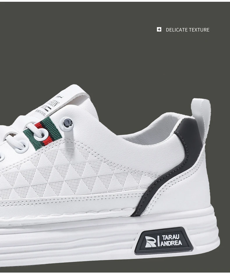 Men's Shoes Thin Breathable Casual Leather Shoes Board Shoes Fashion Soft Sole Small White