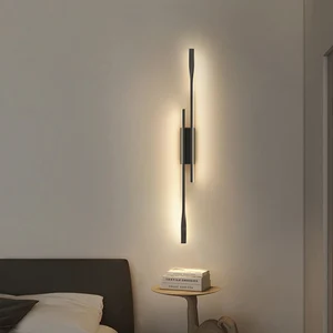 Nordic Minimalist Line Wall Lamp Simple Modern Bedroom Bedside Lamp Led Long Strip Living Room TV Background Wall Aisle Lamp