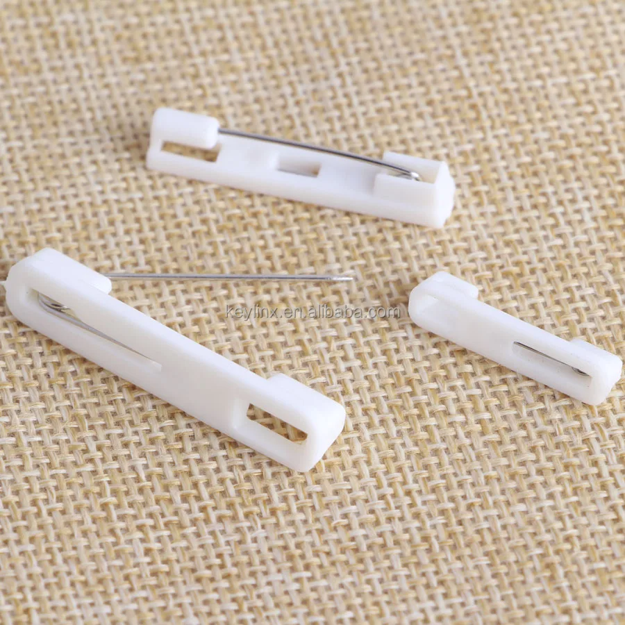 High Quality 37mm White Plastic Safety Pin Self Adhesive Safety Pin