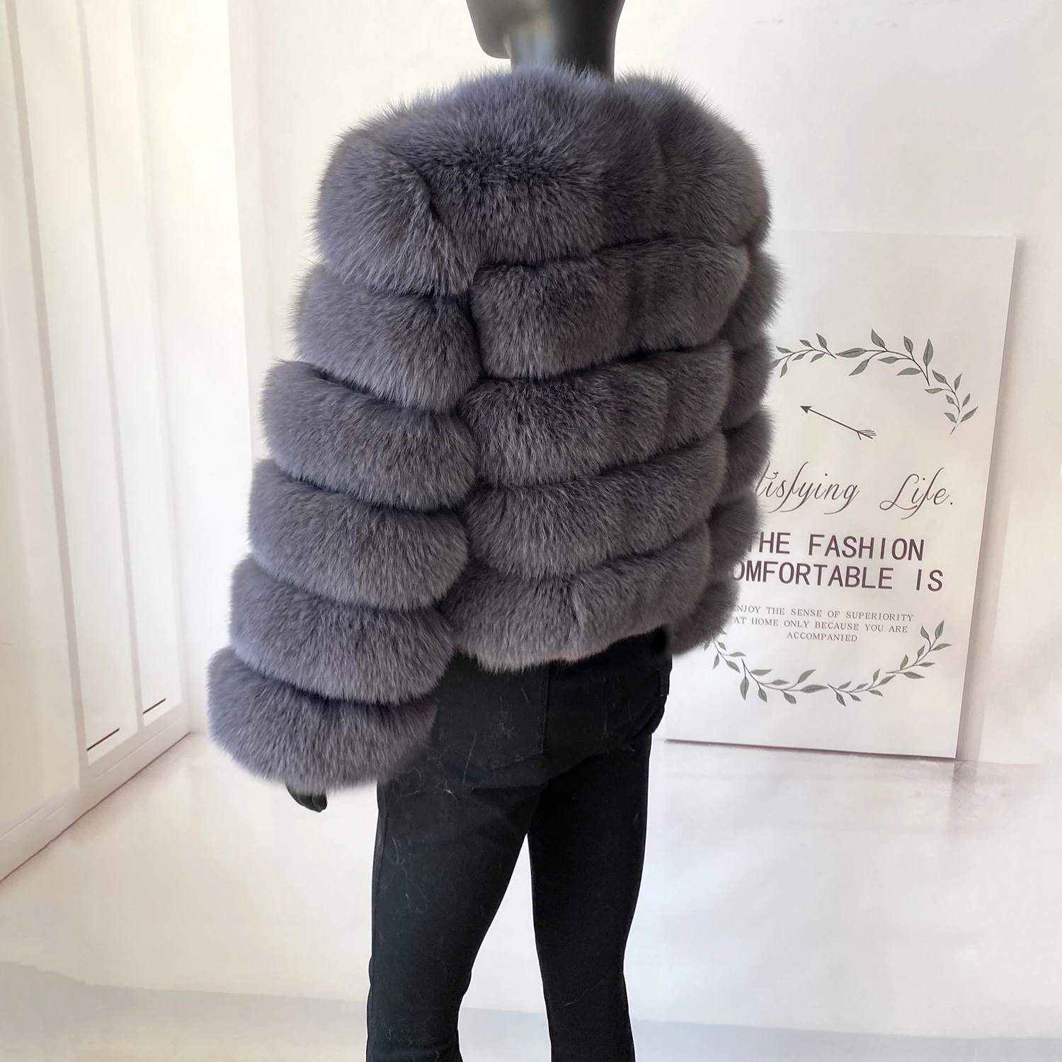 Custom Wholesale Fox Fur Jacket Coat Hand Knit Women Real Fox Fur ...