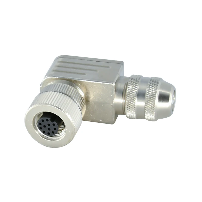 Pa66 Insert M12 Waterproof Connector Crimping Solder 8 Pin 90 Degrees CuZn