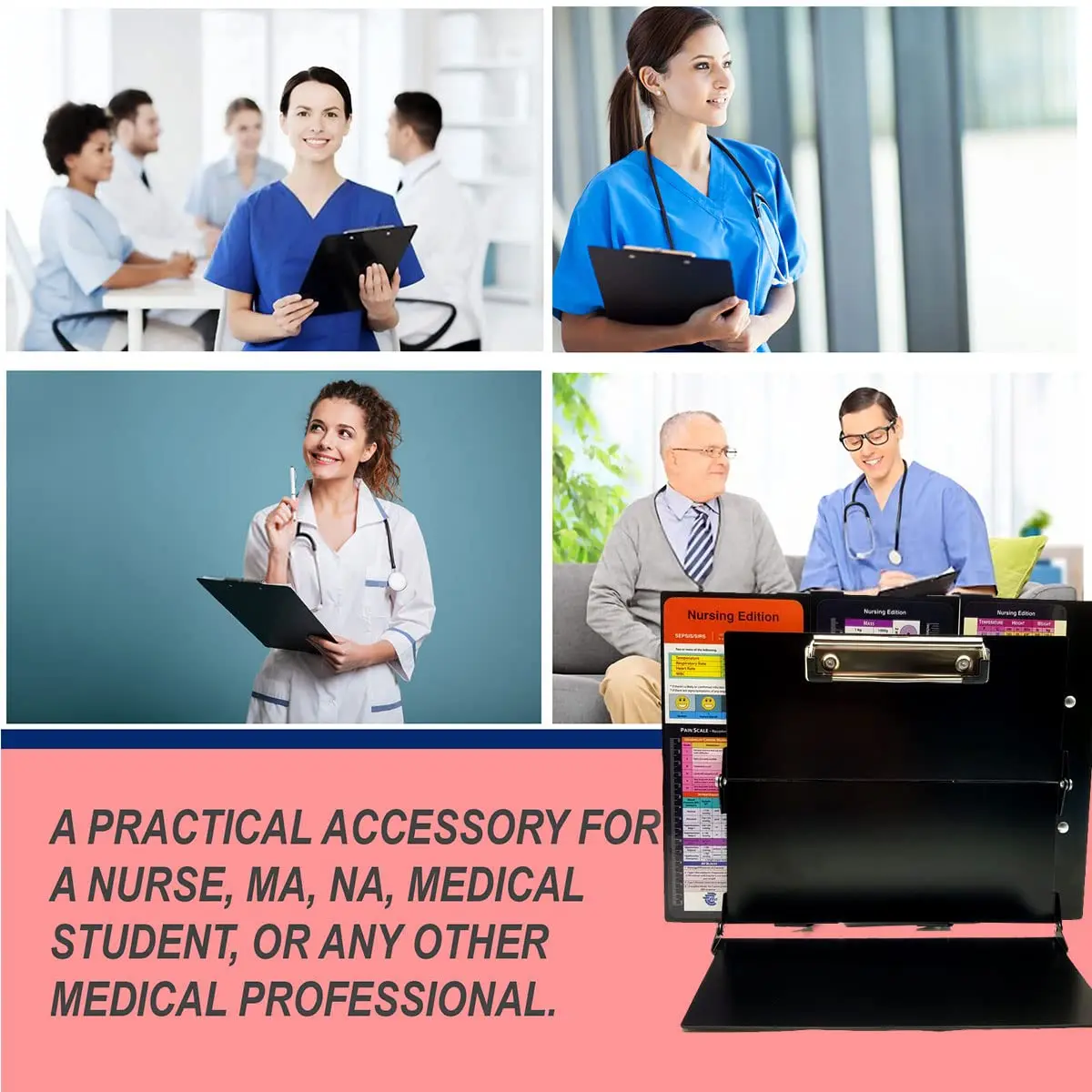 Custom Aluminum Clipboard 3foldable Medical Nursing Office Clipboard With Pen Holder Customized