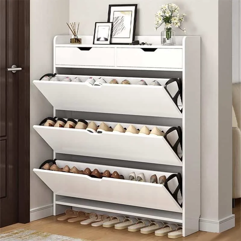 Wholesale Cheap Price Tipping Bucket Shoe Rack Organizer Storage Modern  Simple Wood Shoe Cabinet for Entryway