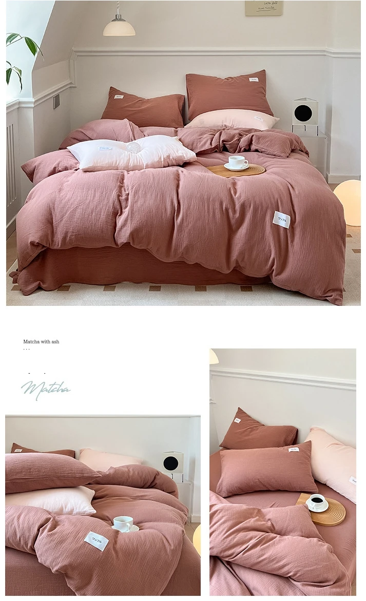 Manufacturer Super Soft Muslin Duvet Cover Set Muslin Bedding Set Fitted Bedsheet Set Muslin Bed
