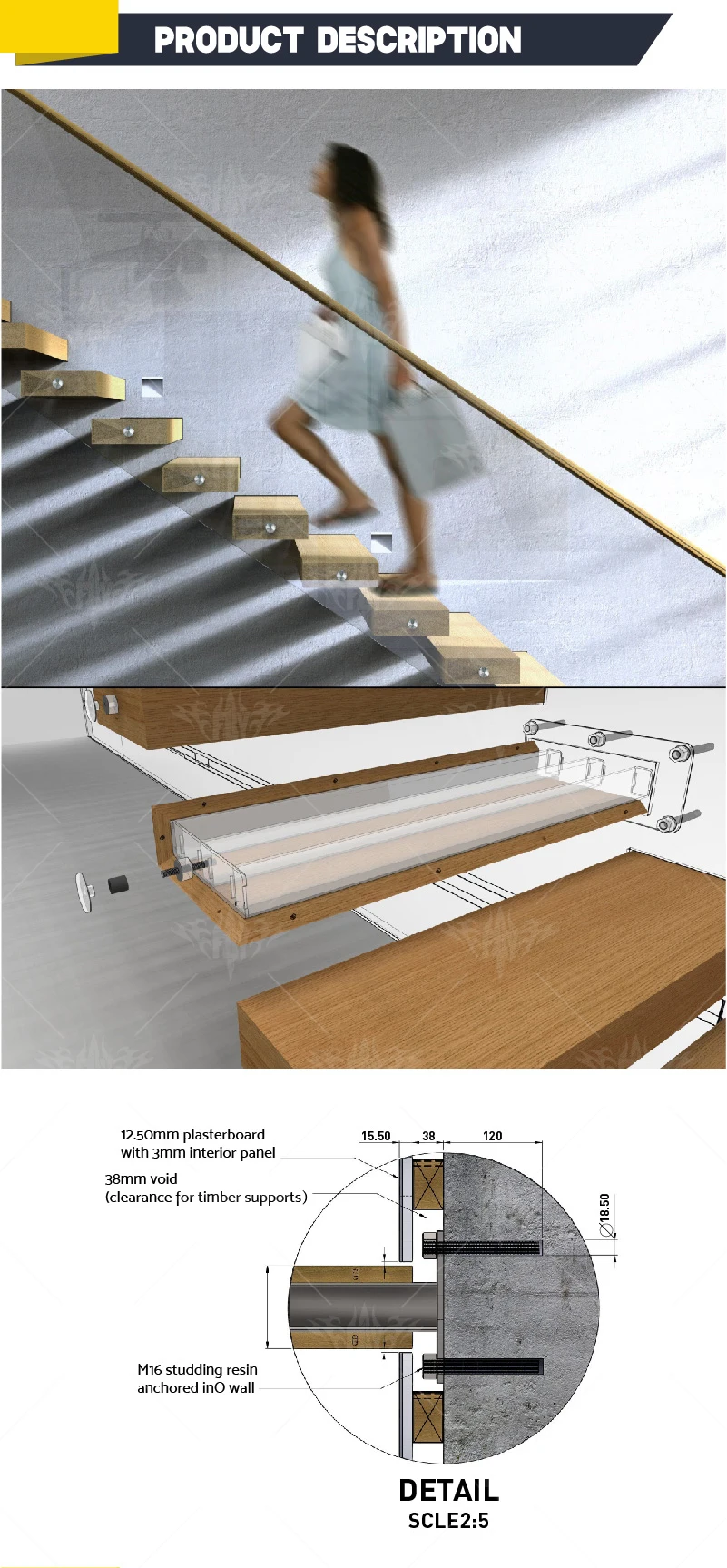 Modern Indoor Staircase with Wooden Steps - Custom Design, Easy ...