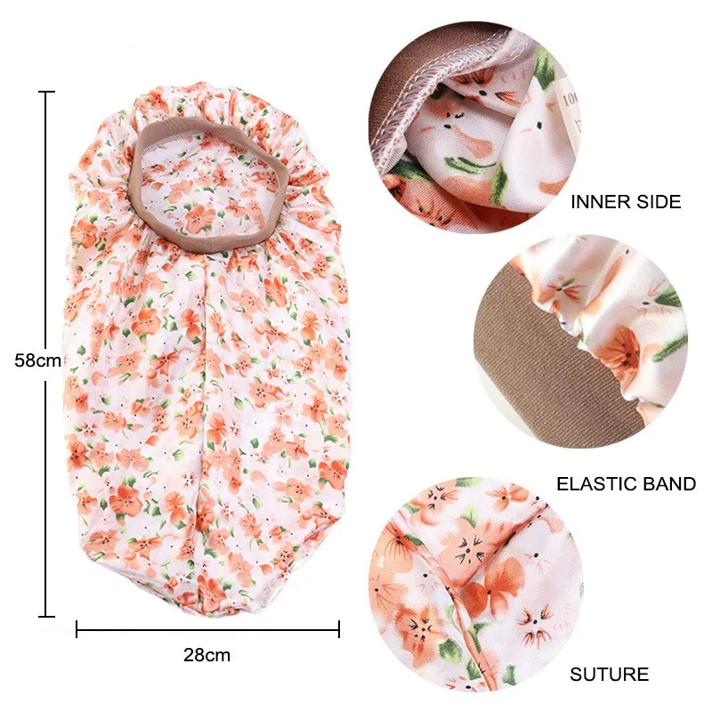 Factory OEM Turban Head Wrap Stretch Elastic Hair Band Sleep Cap Long Satin Hair Bonnet Dreadlock Caps