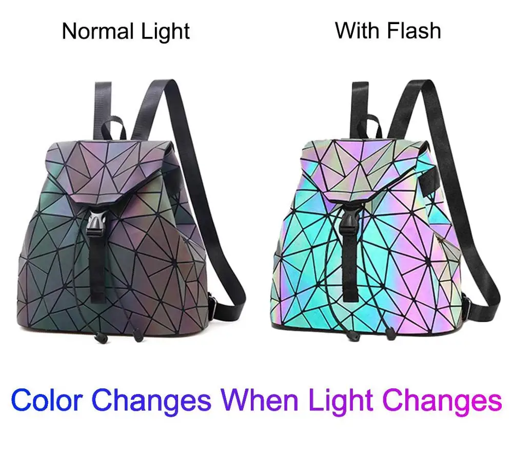 Geometric Backpack Luminous Backpacks Holographic Reflective Bag Luminary  Bags Iridescent Rucksack Rainbow