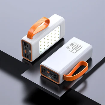 High Quality Large Capacity USB Charger Power Bank 50000mAh 70000mAh Mobile Phone Laptop Portable Charger Lights Outdoor Camping