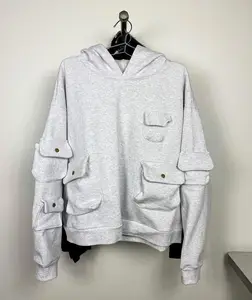 Men's Trendy Hoody Sweatshirt Multiple-Pockets Hoodie 100% Cotton Terry Fabric Heavy Weight Eco-Friendly High Street Hoodies