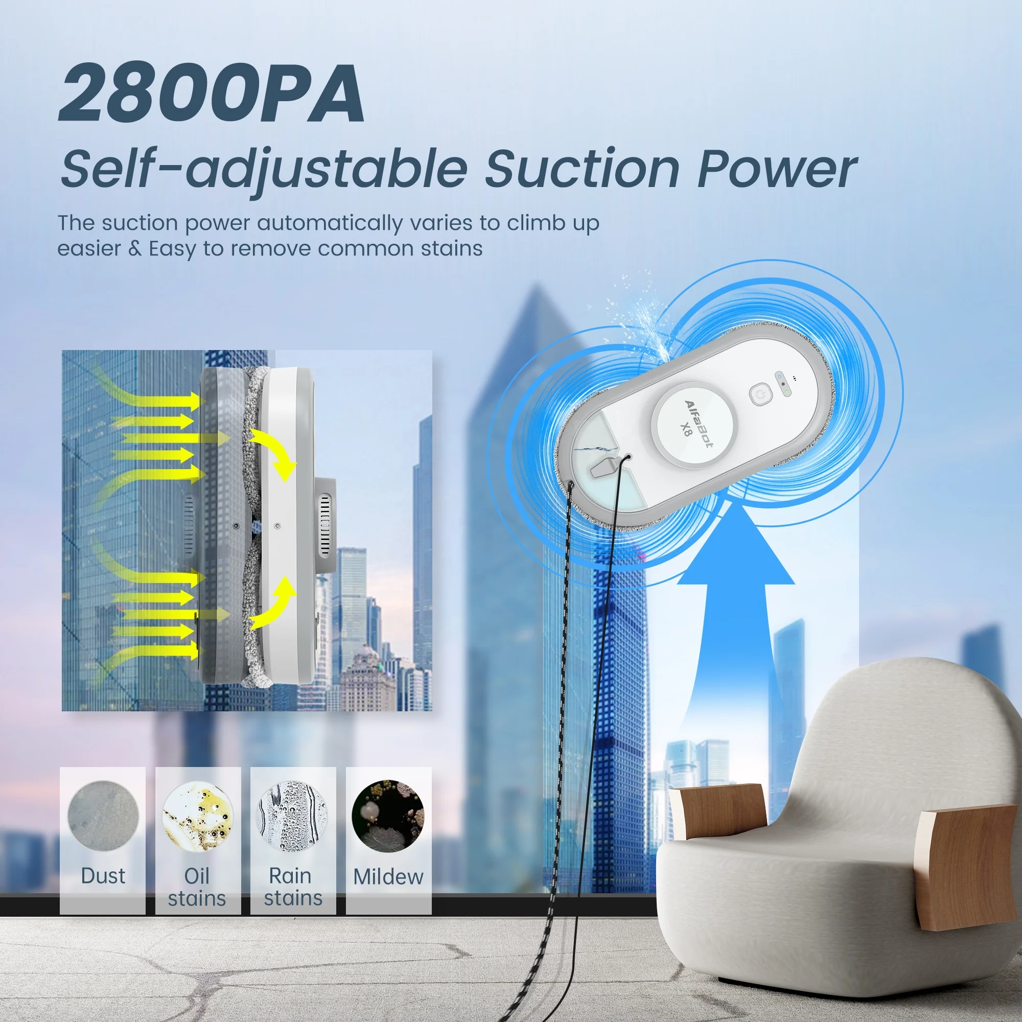 Alfabot X8 Water Spray Robot Window Cleaner | Smart Home Cleaning