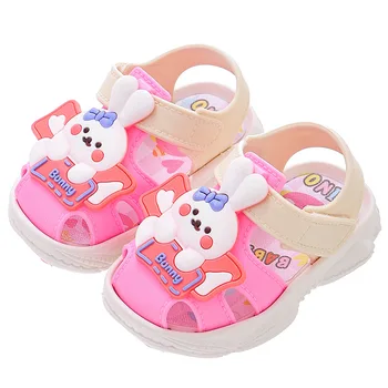 Baby sandals summer toe hole shoes home baby anti-collision soft sole anti slip children's walking shoes