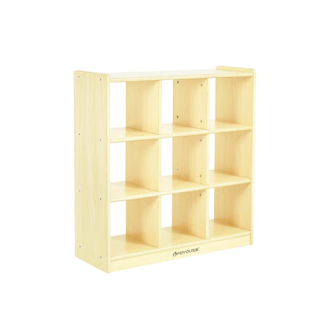 Nine-compartment cabinet wooden kindergarten furniture High quality baby storage cabinet with compartments