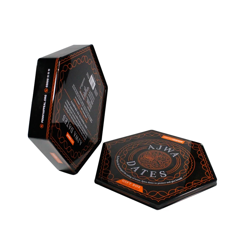 Wholesale Color Printing Embossing Gift Tin Hexagon Can Vintage Tinplate Storage Box Hexagon Tin Cans