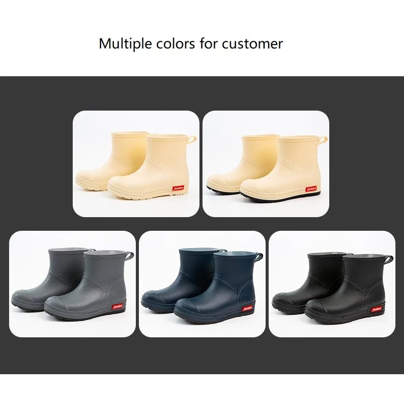 Womens Ankle Waterproof Pvc Rain Boot Antislip Garden Work Boot Firm