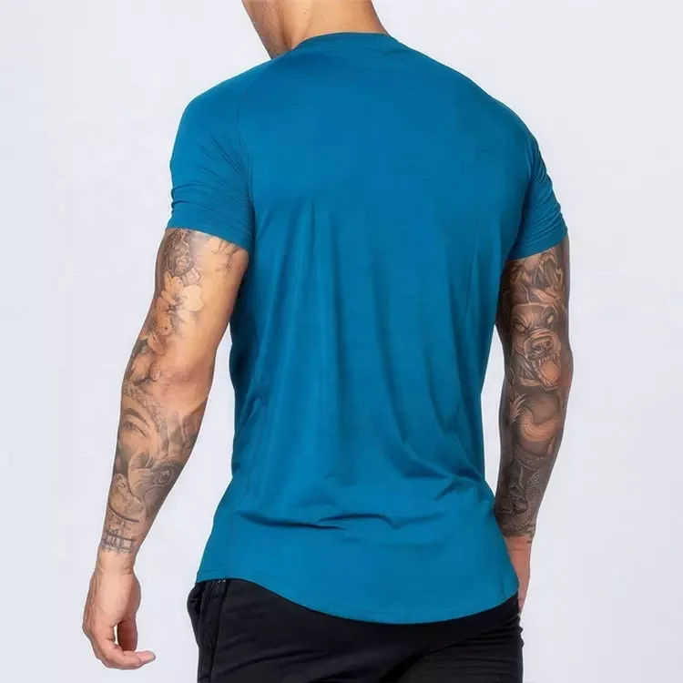 JL0915F High Quality Men’s Workout Athletic Gym Sport Mens T Shirt Plain Blue Muscle Boxy Fit T Shirt