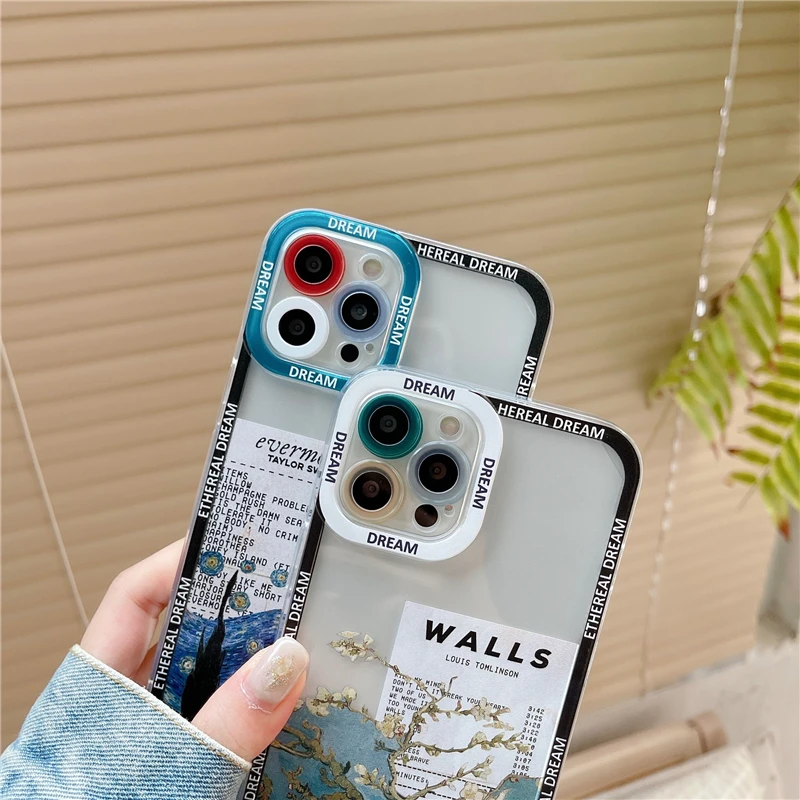 Vintage Oil Painting Scenery Clear Phone Case For iPhone 14 Pro Max 11 12  13 Pro Max XR XS Max 7 8 Plus X Shockproof Soft Bumper