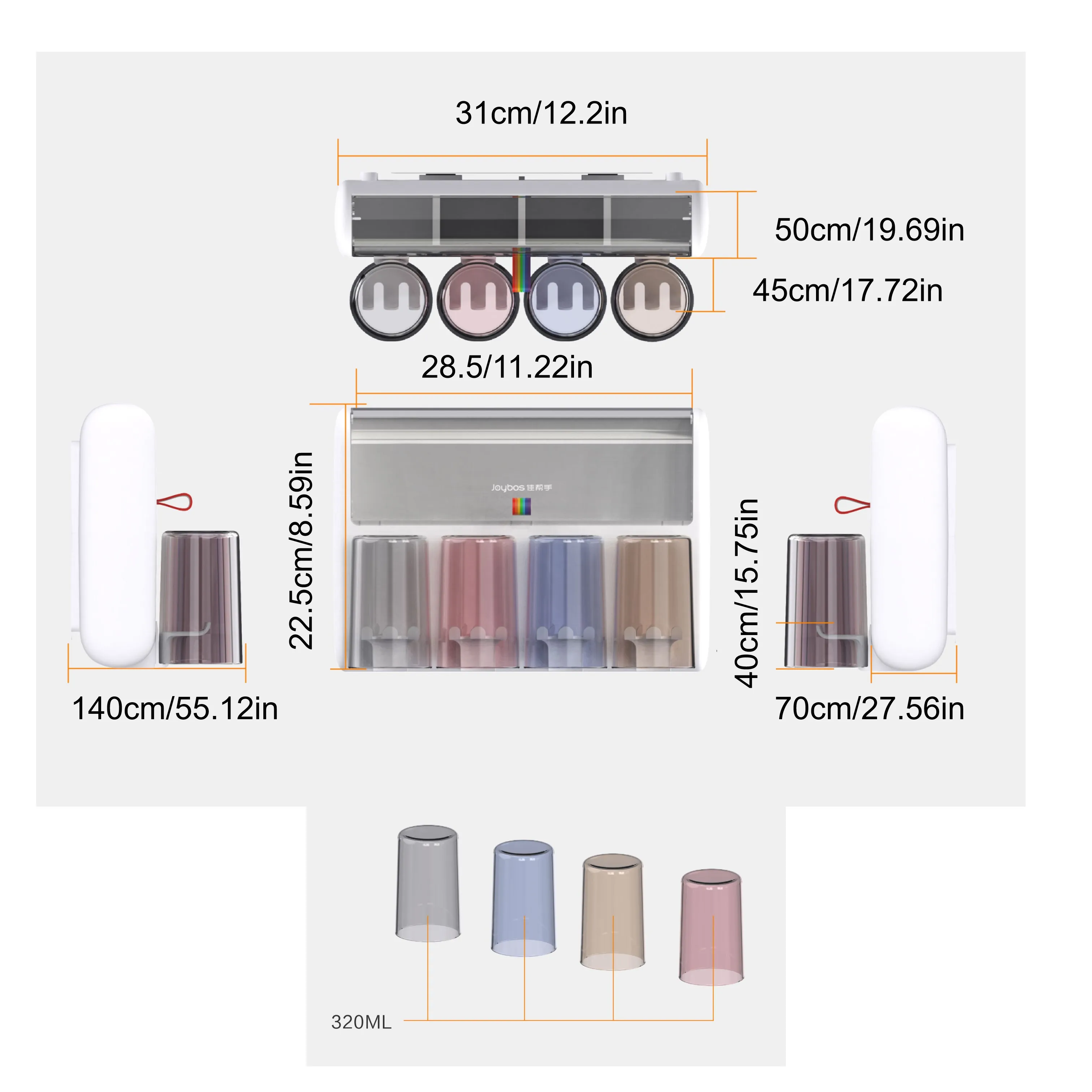 Automatic Toothpaste Dispenser Set with 8 Brush Slots
