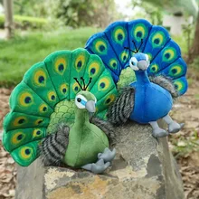 Wholesale Cute Simulation Green Blue Peacock Doll Plush Toy Doll Decoration Ornament Children's Gift