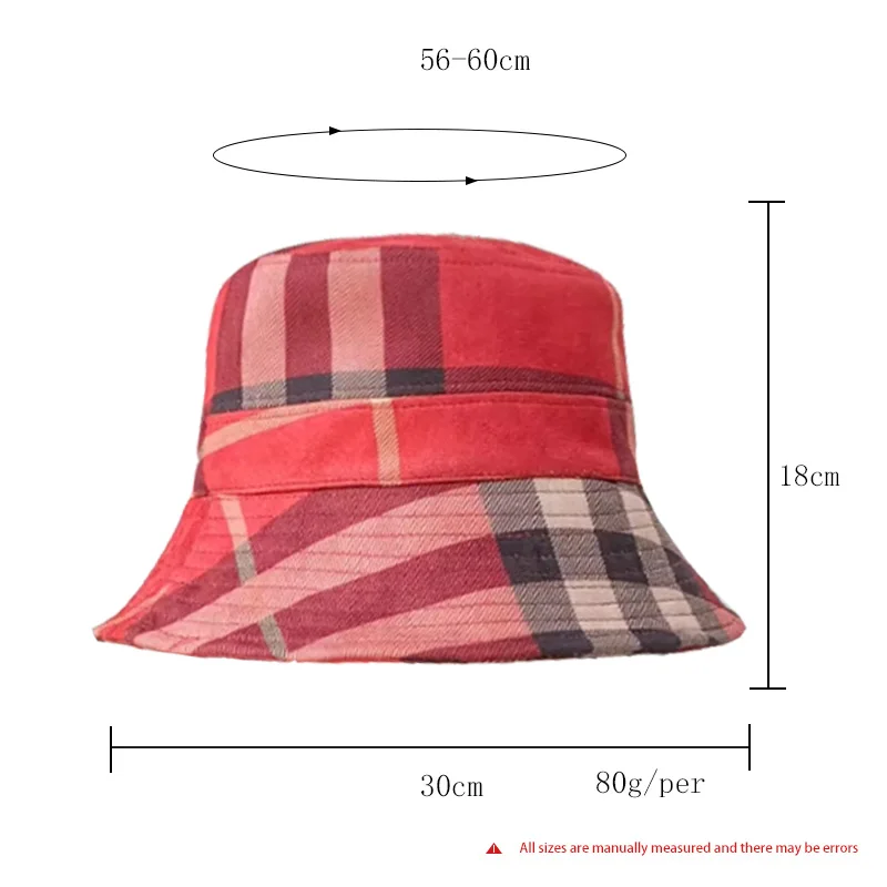 High Quality Custom Classic Check Bucket Hat Soft Cotton Plaid Summer Sun  Fishing Hats for Women Men