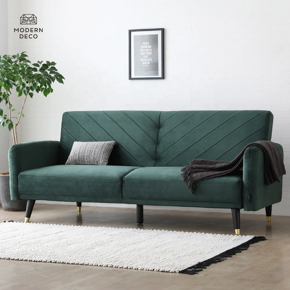 Ugoden futon pretvorni kanape moderna roza Zelena sametni krevet-sofa
