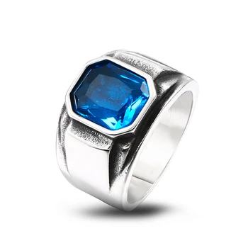 SS8-586R steel soldier vintage engagement green/blue stone ring for women/men stainless steel jewelry