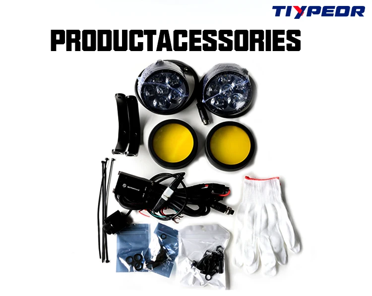 TIYPEOR Motorcycle External Led Spotlight LED Headlight for Motorcycle Fog Lamp Auxiliary Lights for Motorcycles with Switch supplier