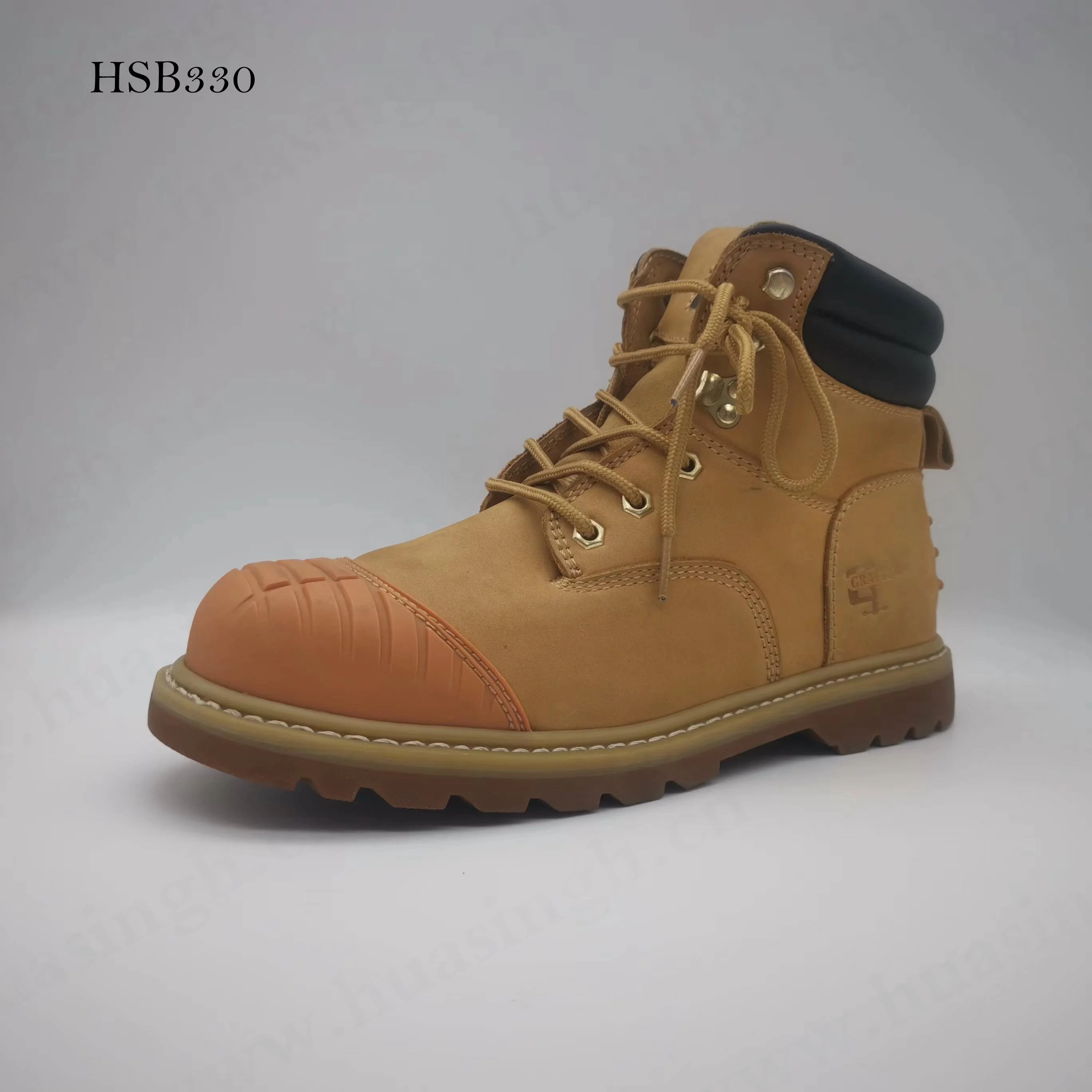 LXG,honey Color Anti-moisture Goodyear Rubber Outsole Safety Boots Miner Full Grain Nubuck Leather Upper Work Boots HSB330