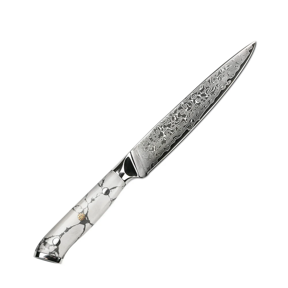 5 Inch Ceramic White Utility Knife Damascus Steel – SEIKO KNIVES