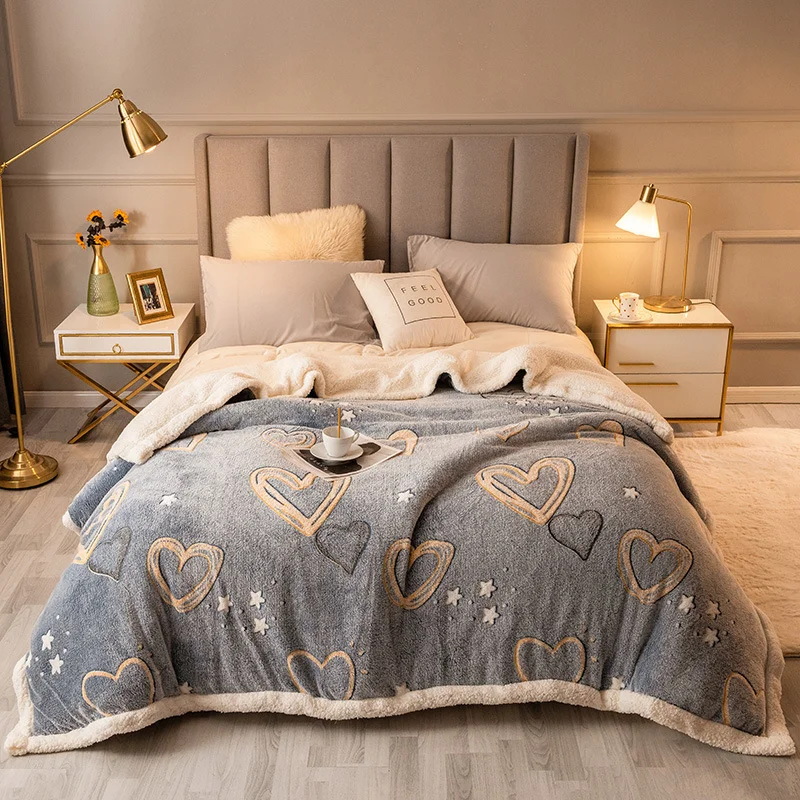 Производство Ультра-мягкое пушистое двустороннее шерпа естественный шикарный дизайн плотное плюшевое одеяло кровать большого размера теплые одеяла постельное белье