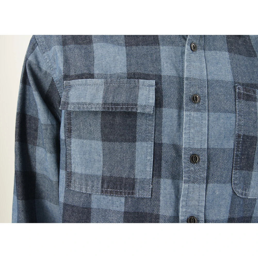 Hot Sales Polyester Cotton Men's Long Sleeve Blouse Square Grid Casual Shirt