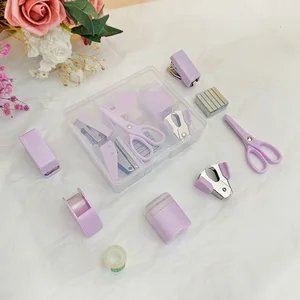 Manufacturers Direct Cute Macaron Color Students Stationery Multi-Functional Combination Mini Portable Fashion Stationery Set