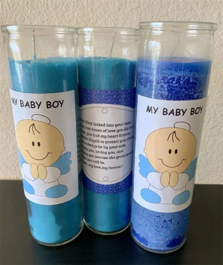 Wholesale  That Provide Energy and Anointing in 7 Day Glass Bottles Blessed Colored Religious Candles