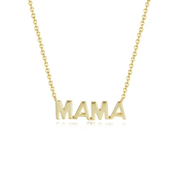 S925 Sterling silver smooth plated 14K mama letter pendant for Mother's Day necklace for women