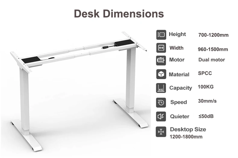 30 Speed Ergonomic Automatic Office Sit Stand Desk Frame 2JRF2 Dual Motor Electric 2 Stage Durable Modern Design