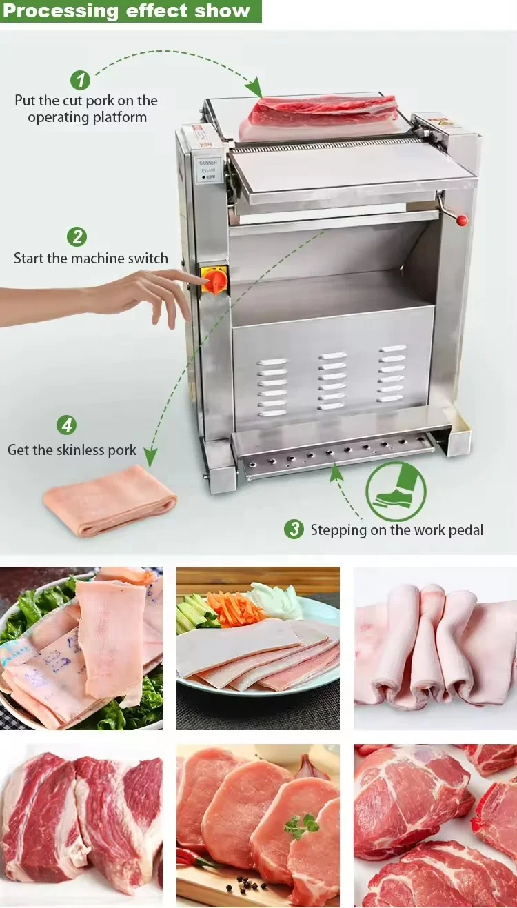 Professional Pork Skinner Machine Meat Peeler Processing Machine Fat Meat Removed Machine
