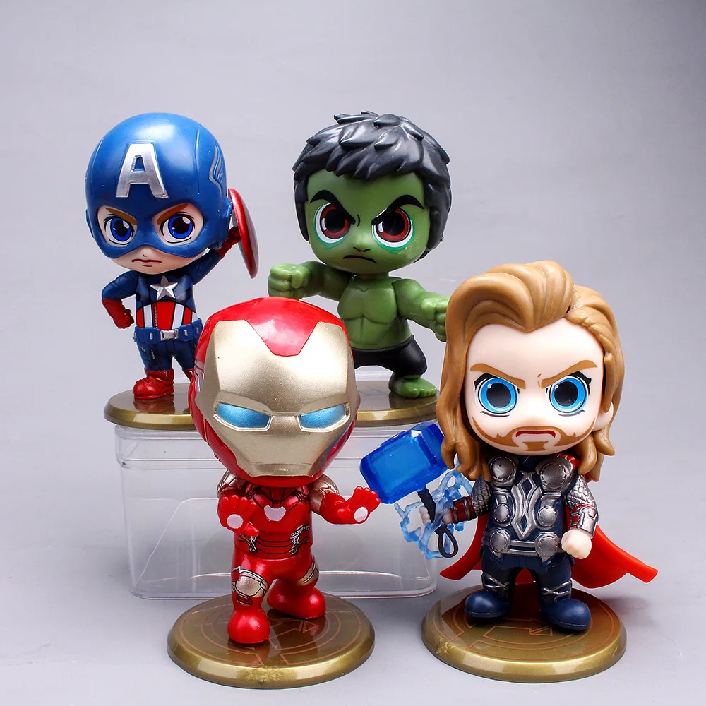 4 Pcs/set Marvels Q Version Hulks Iron-man Pvc Doll Kids Toys Hobbies ...