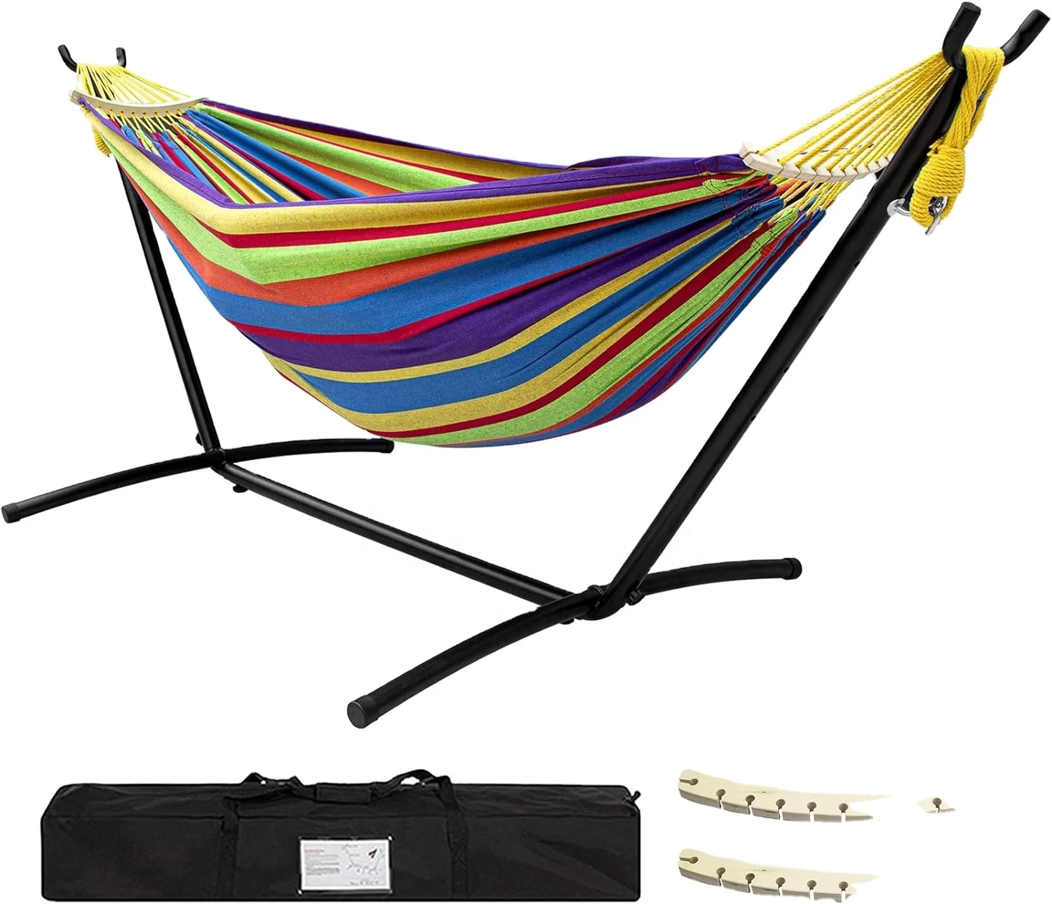 Полиэфирный Двухместный гамак с подставкой в комплекте емкостью 450 фунтов со стальной