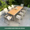 200x80 champagne plastic wood panel long table + 8 tucker chairs