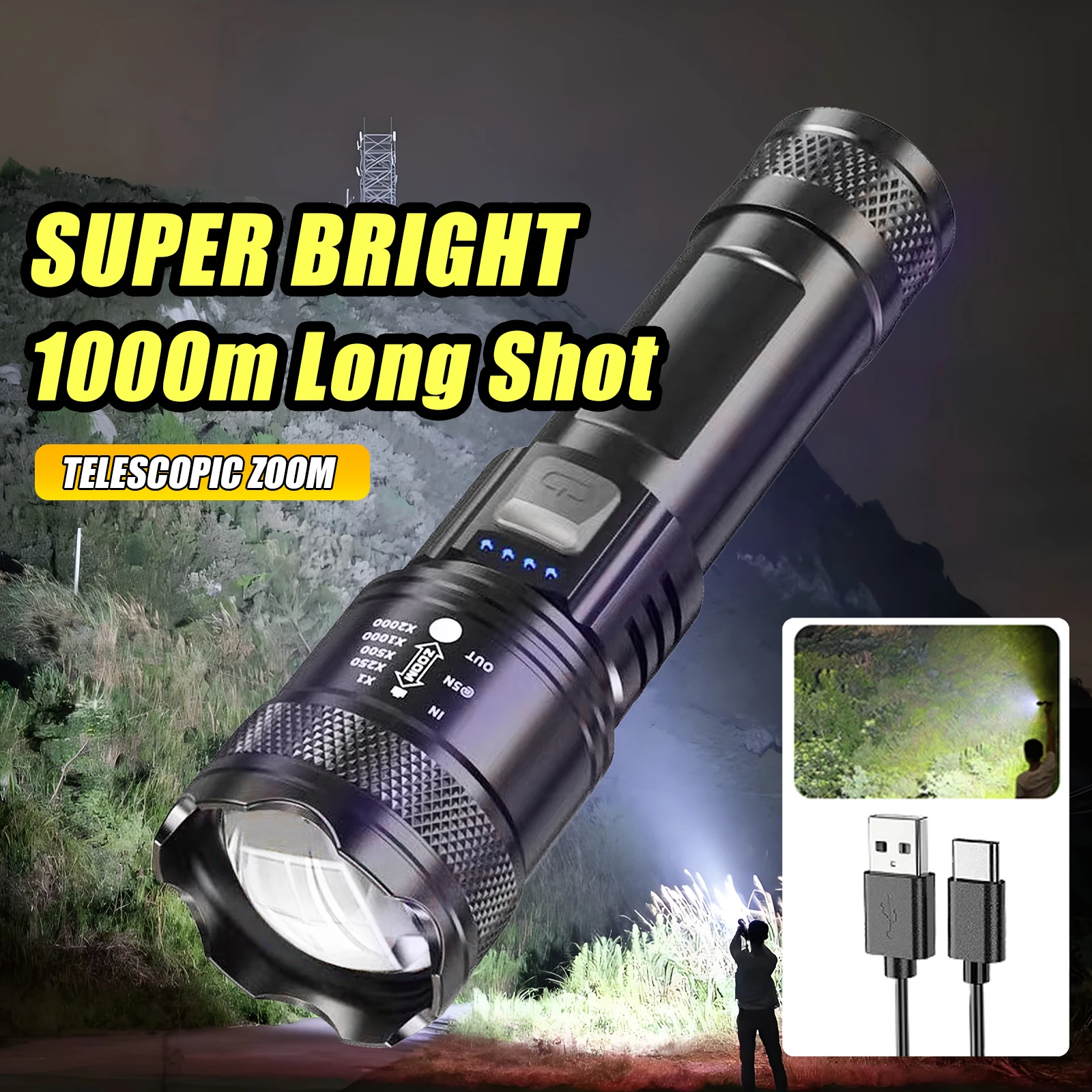 Portable 1000 Lumens Super Bright P50 Lantern 3 Modes Outdoor Camping Waterproof Tactical Torch Powerful Led Flashlight Portable 1000 Lumens Super Bright P50 Lantern 3 Modes Outdoor Camping Waterproof Tactical Torch Powerful Led Flashlight