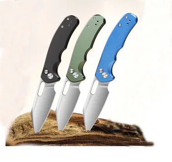 Aluminum Alloy Handle D2 Stainless Steel CNC Blade Pocket Knife Outdoor Camping Hiking Hunting  Stone Washed High Grade Knives