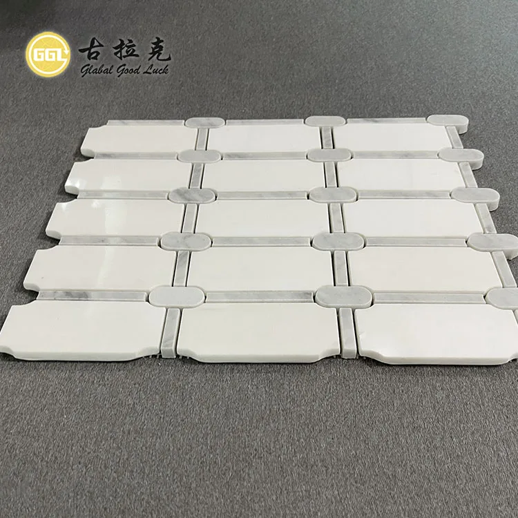 Contemporary Design Marble Mosaic Background White Marble Tile for Bathroom Kitchen supplier