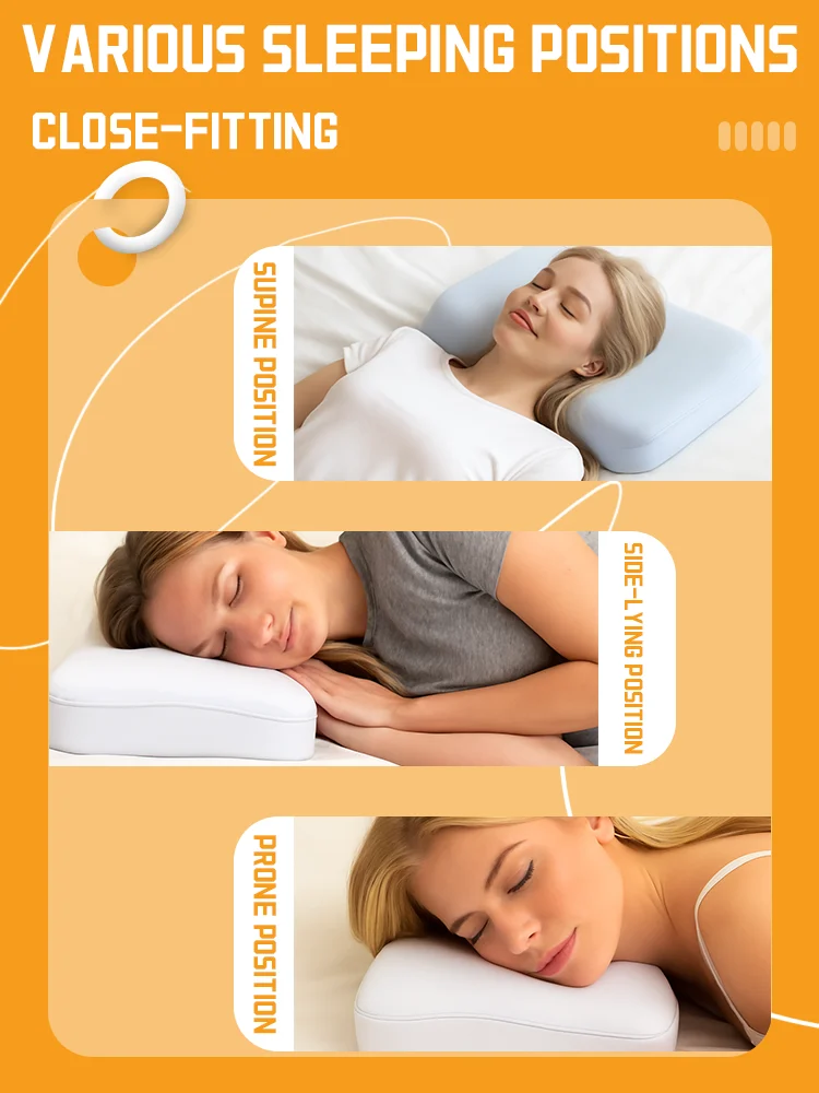 Blue Solid Color Ergonomic Cervical Contour Cheap Memory Foam Pillow Orthopedic Sleeping Pillows