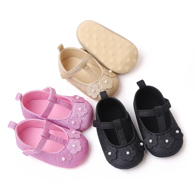 Beautiful Bling Glitter Material Fancy Baby Girl Shoes Newborn Infant Shoes for Girls