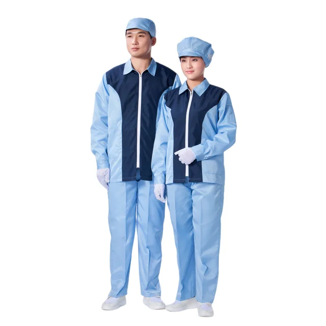 Custom Logo Cheap Food Factory Pharmaceutical Industry Reusable Anti-Static Workshop Cleanroom Garments Working ESD Coat Jacket