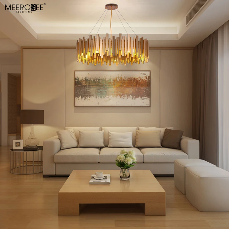 Meerosee Metal Light for Restaurant Gold Color Modern Chandelier and Lights MD86765