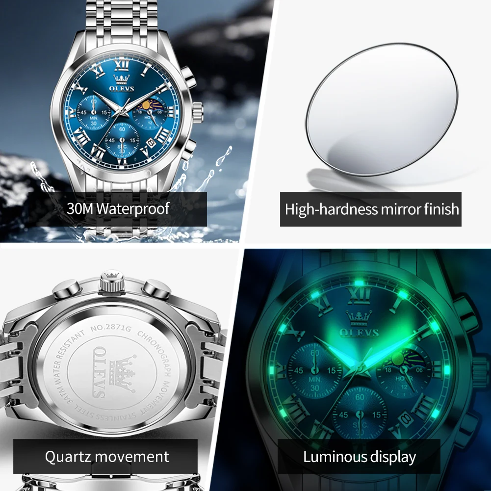 OLEVS 2871 Luxury Men's Luminous Quartz Watch