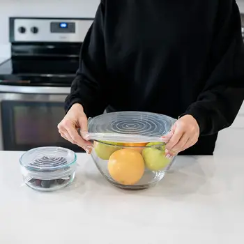 Flexible Round Silicone Bowl Covers Reusable Stretch and Seal Lids for Food Storage Specialty Tools
